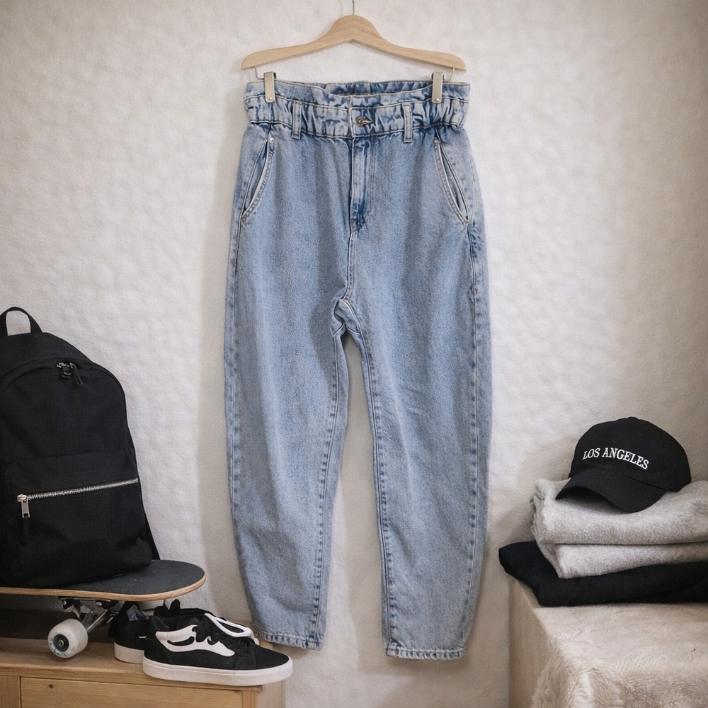 Zara Paperbag Waist Mom Jeans High Rise Tapered Denim Size 4